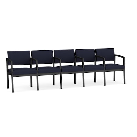 Lesro Lenox Steel 5 Seater with Center Arms, Navy/Midnight Seat, Navy/Midnight Back, 106.5 W 24.5 L 32 H LS5103
